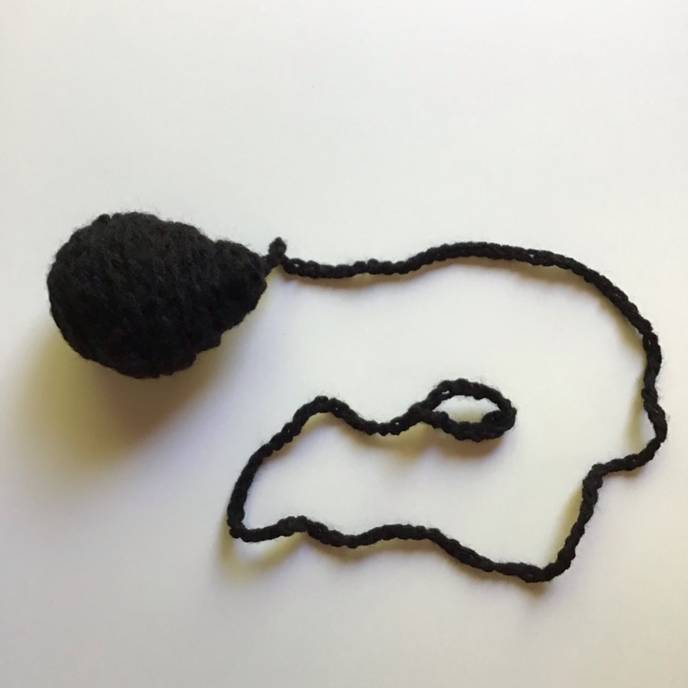 Handmade Crochet Yarn Cat Toy Black Bug With 30" Lanyard Teaser Interactive Fun
